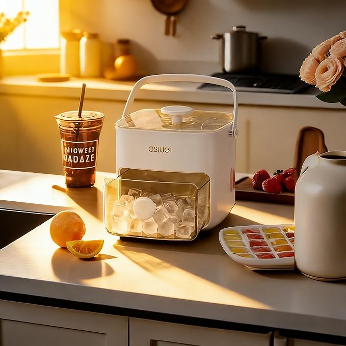Plastic Ice Cube Trays with Bin and Scoop for Freezer+ Ice Cube Tray