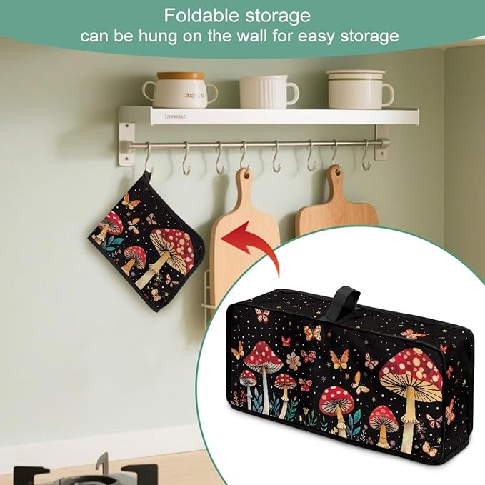 Toaster Cover 2 Slice Butterfly Mushroom 2 Slice Slim Toaster Cover, Heat- Resistant Water Resistant Folding Small Appliance Covers for Women