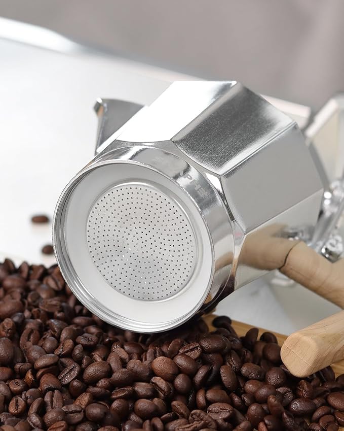 Sivaphe 9 Cup Stovetop Espresso Coffee Maker Replacement Infuser Parts Only for 450ml Aluminum Italian Moka Pot, 1 Filter and 3 Silicone Gasket Seals
