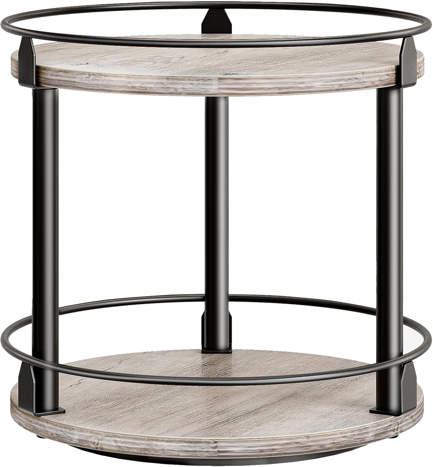 Lazy Susan Organizer, Rotating Spice Rack, 2 Tier Spice Turntable Organizer, Industrial Turntable Spice Holder, for Kitchen Countertop and Cabinet, Compact and Versatile, Greige SR22BG