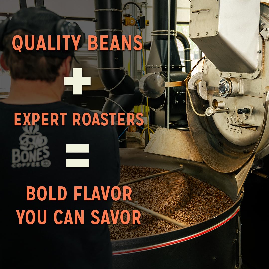 Bones Coffee Company Berry Chocolate Stardust, Berries and White Chocolate Flavored Coffee, Medium Roast Low Acid Arabica Beans For Auto drip and French Press Coffee Maker, 12 Oz Whole Bean
