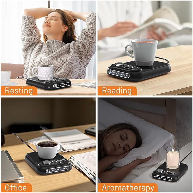 Coffee Mug Warmer with 5 Temps, Coffee Cup Warmer for Desk Faster Heat-Up & 1-10H Timer, Smart Electric Beverage Warmer with Auto Shut Off & LCD Display, Ideal Gifts for Coffee,Tea,Milk,Cocoa (NO CUP)