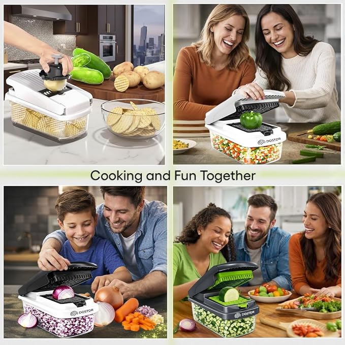 Compact Premium Vegetable Chopper, Mandoline Slicer, Veggie Chopper Food Chopper Container, Vegetable Cutter, Onion Salad Vegetable Chopper, Fruit Slicer, Shredding (White & Black)