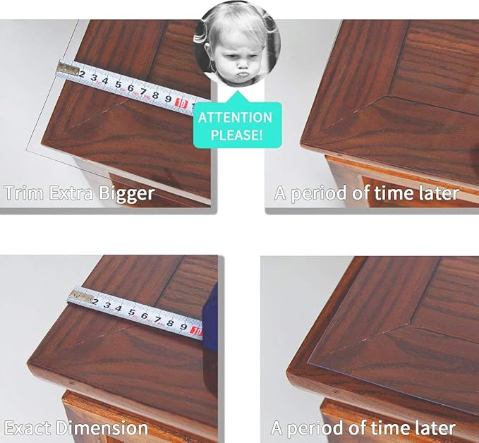NECAUX Custom 18 x 35.5 Inch Clear Desk Cover Protector, 1.5mm Thick Plastic Desk Pad, Desk Protector Clear, Desk Mat on top of Desk, Clear Table Cover Protector for Computer Writing Desk, Side Table