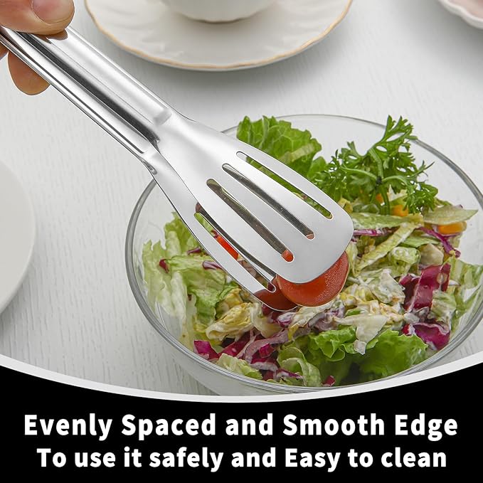 Kitchen Tongs 7 Inch, 8 Pack Food-Grade Stainless Steel Serving Tongs for Cooking Appetizers, Salad, Small Kitchen Food Tongs, Dishwasher Safe