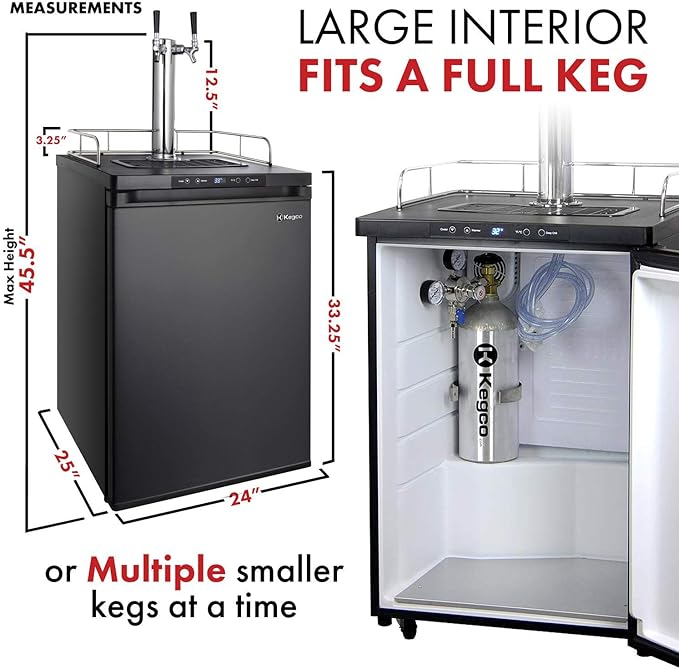 Kegco HBK309X-2 Keg Dispenser, 2 faucet without keg Black Stainless Steel