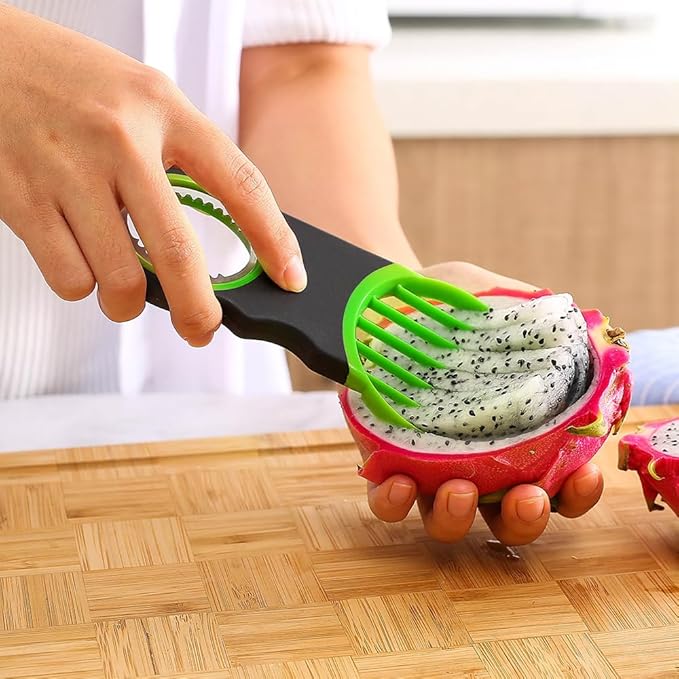 Generic Stainless Steel Avocado Slicer, Corer, and Paring Knife Combo: 3-in-1 Tool - Dishwasher Safe & Heavy Duty, Small, Green