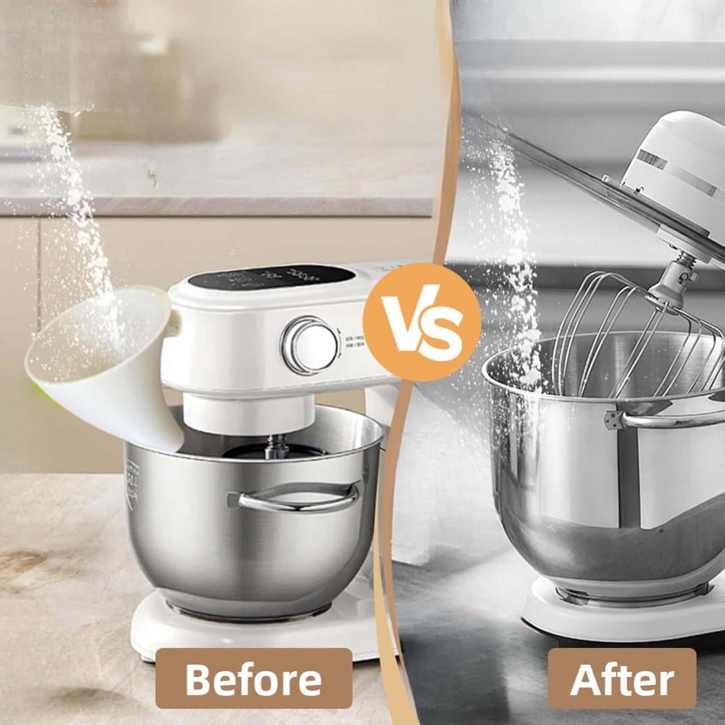 Flour Funnel for Kitchen Aid Mixer – Stand Mixer Attachment for KSM150 5-Quart Tilt-Head, Easy-Pour No-Mess Baking Tool, Fits Flour, Sugar & Egg Liquid, (red)