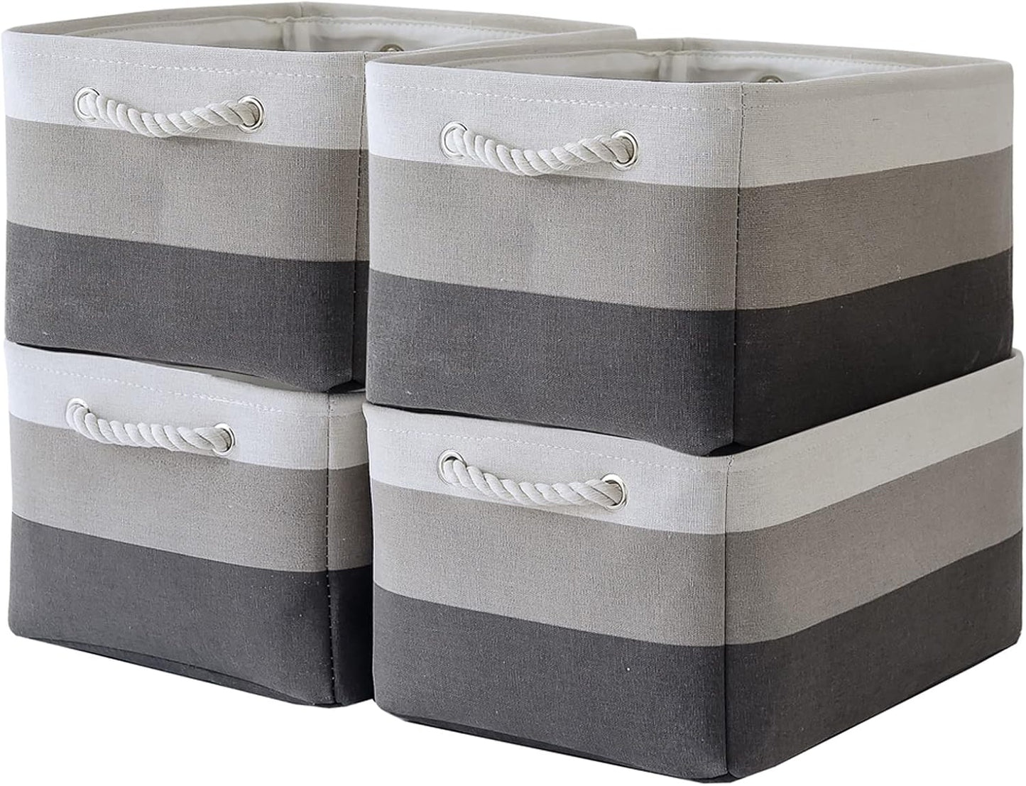Storage Basket Fabric Sturdy Canvas Storage Bins Organizer with Handles for Clothes and Toy Storage Foldable Storage Boxes Cubes