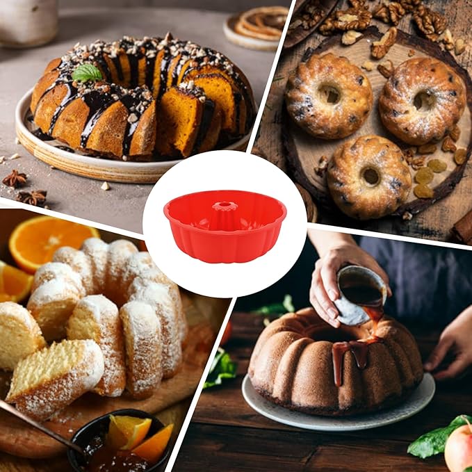 PADELE 2 Pack Silicone Cake Pan Nonstick,10 Inch, Silicone Cake Molds,Pound Cake Pan, Baking for Jello,Gelatin,Cake,Brownie and Bread (Blue+Blue)