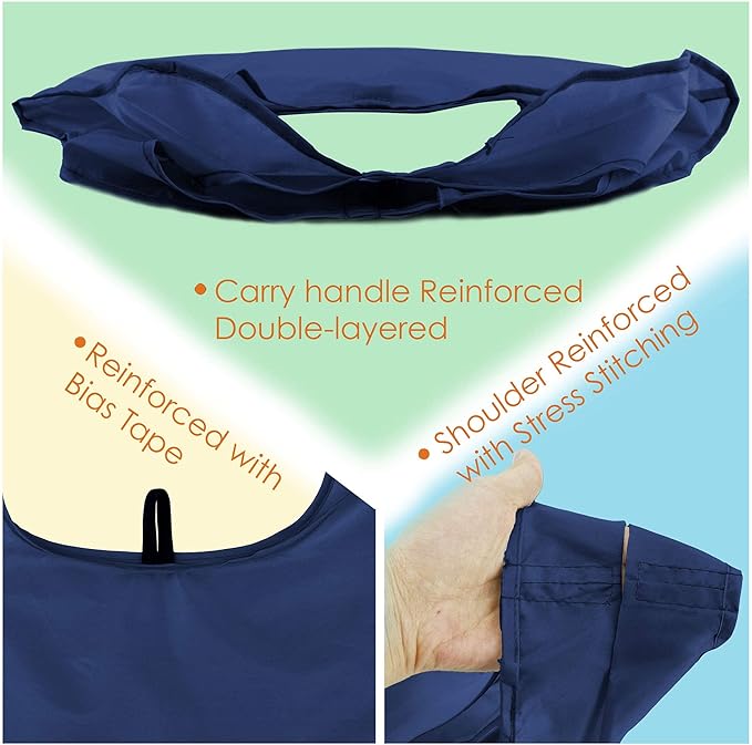 BeeGreen 20 Pack Navy Blue Reusable Grocery Bags with Storage Pouch Wholesale Reusable Shopping Bags Bulk w Elastic Band 50LBS X-Large Foldable Tote Bags Machine Washable-Heavy Duty Cloth Bags
