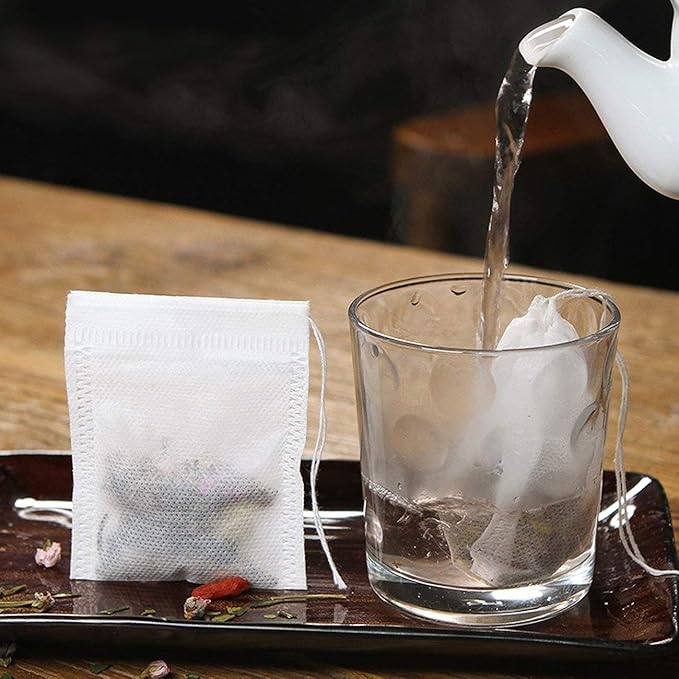 200 Pcs Disposable Tea Bags for Loose Leaf Tea, Empty Tea Bags for Loose Tea with Drawstring, Natural Tea Filter Bags
