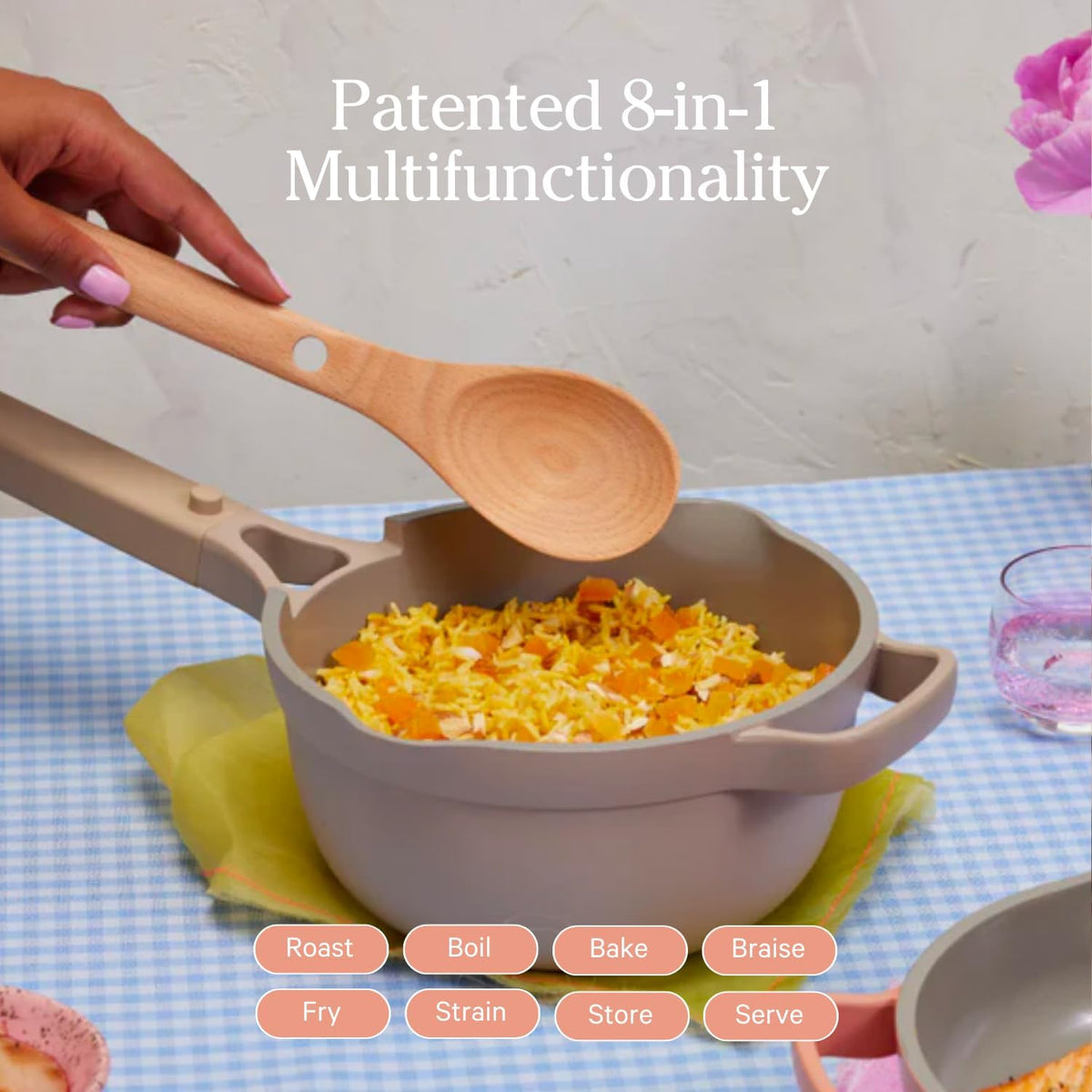 Our Place Perfect Pot -Mini 2.5Qt Nonstick Ceramic Sauce Pan with Lid | Versatile Cookware for Stovetop and Oven | Steam, Bake, Braise, Roast | PTFE & PFOA-Free | Toxin-Free, Easy to Clean | Blue Salt
