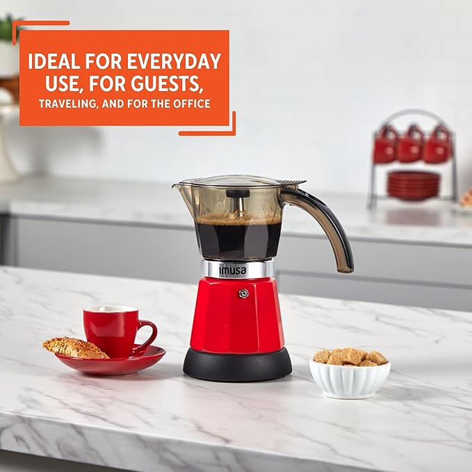 IMUSA 6 or 3cup Electric Espresso Maker, Red