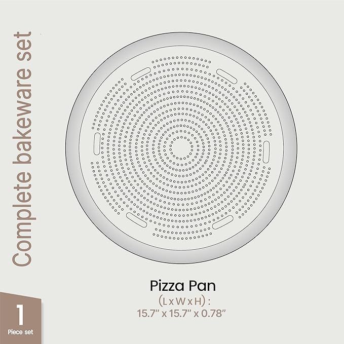 Bakken 16 Inch Non-Stick Pizza Pan 1 Pack, Round Carbon Steel Pizza Tray with Perforated Holes, PFOA, PFOS, & PTFE-Free, Dishwasher & Oven Safe Up To 450°F, Durable Nonstick Coating, Blue
