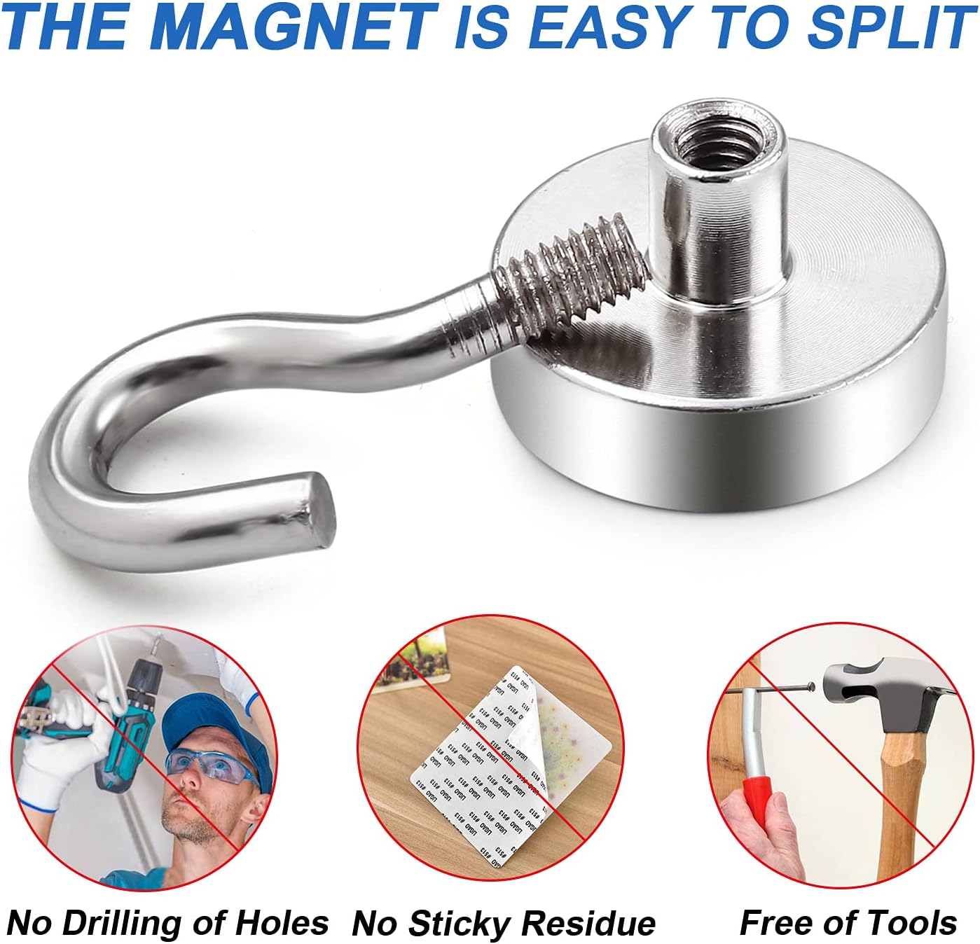 LOVIMAG Magnetic Hooks, 30lbs Cruise Ship Essentials for Travel, Rare Earth Cruise Magnets with Hooks for Cruise Cabins, Strong Magnets for Hanging,Refrigerator,Locker,Curtain and Kitchen etc - 6 Pack