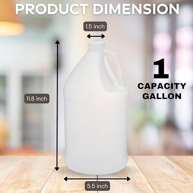 Rani Containers | 1 Gallon HDPE Plastic Jug with Reshipper Box & Child-Resistant Caps | Home & Commercial Use, Containers for Water, Sauces, Food, Soaps, Detergents, Liquids | Made in USA - Pack of 4