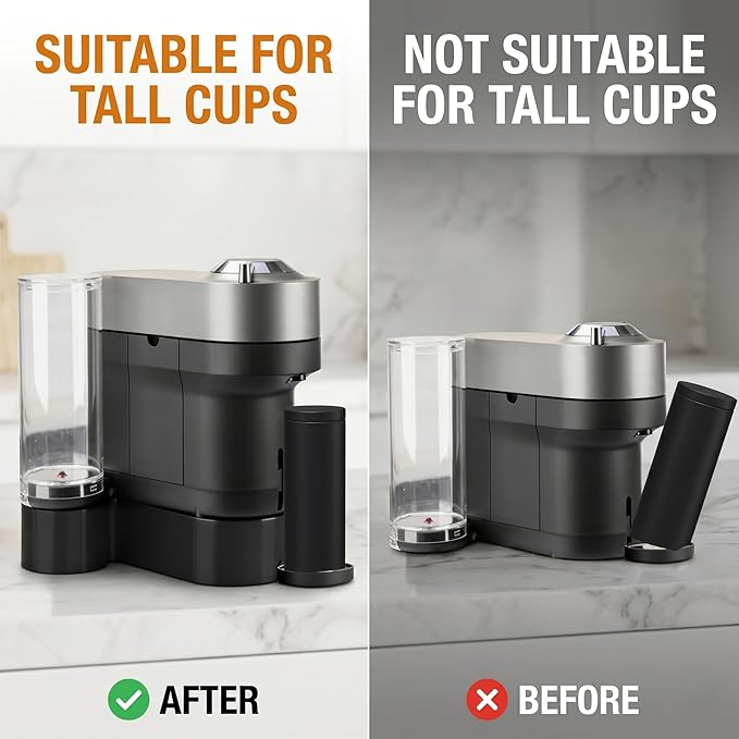 Riser Stand for Nespresso Vertuo Pop+, 2.5inch Height Elevation Stand, 3D Printed Coffee Machine Base, Compatible with Standard and Deluxe Models, Fits YETI 20 oz & Contigo 16 oz Mugs (Black)