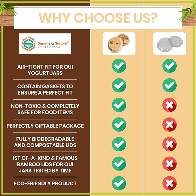 Oui Yogurt Jar Lids – Choose a Design, 4-24 Pieces, Bamboo, Silicone, or Stainless Steel | Tops That Fit Yoplait Oui Glass Jars | Bamboo Oui Jar Covers | Oui Yogurt Storage Lids - Tree of Life 4 pack