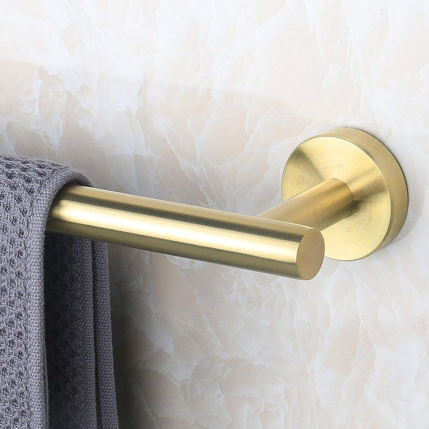 NearMoon Bath Towel Bar, Bath Accessories Thicken Stainless Steel Shower Towel Rack for Bathroom, Towel Holder Wall Mounted (1 Pack, Brushed Gold, 33 Inch)