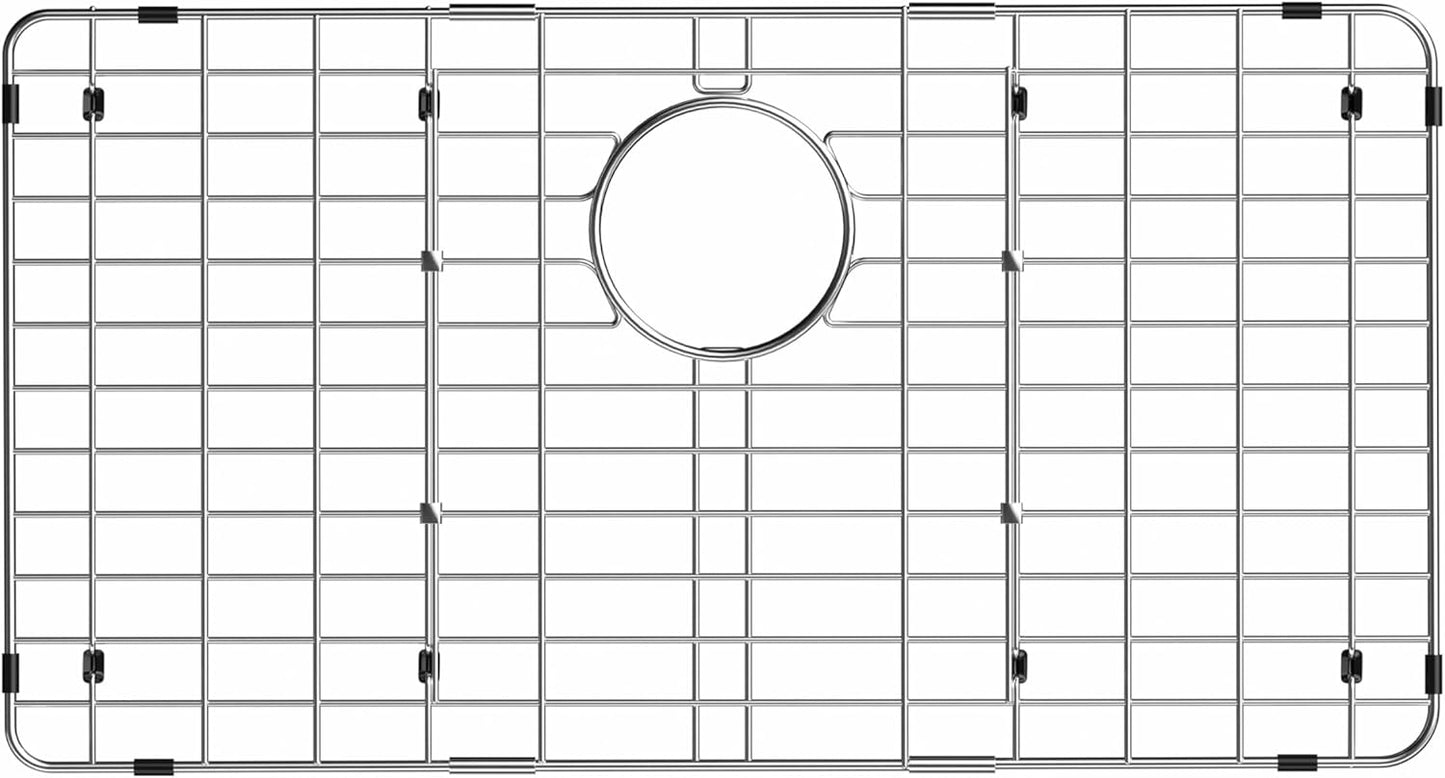 iPEGTOP Sink Bottom Grid, 3-Piece Stainless Steel Sink Protector 26-1/8" x 14-1/8" Rear Drain Hole, Sink Grate Sink Rack for Bottom of Kitchen Sink Single Sink Bowl with Sink Hole Cover
