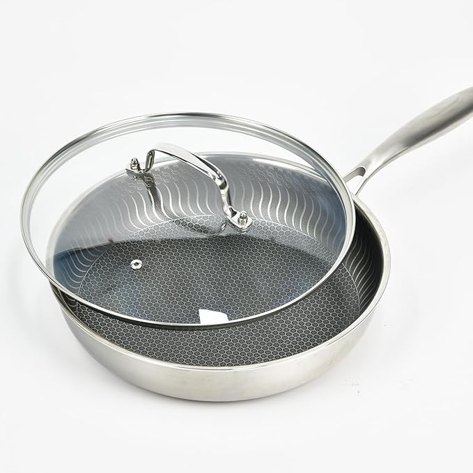 13 IN Glass Lid with Stainless Steel Handle for Frying Pan, Tempered Replacement Cover Compatible for Skillets, Wok, Round Cast Iron, Cast Aluminium, Stainless Steel Pans & Pots (317mm-332mm)