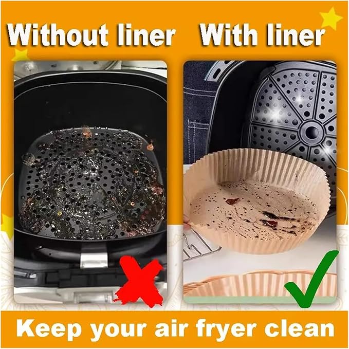 Large Air Fryer Disposable Paper Liners Nonstick 23cm Oven Airfryer Parchment Baking Paper ，Compatible For Ninja，Compatible For COSORI ，Grill Cooking Basket(23cm round,150 Pcs)