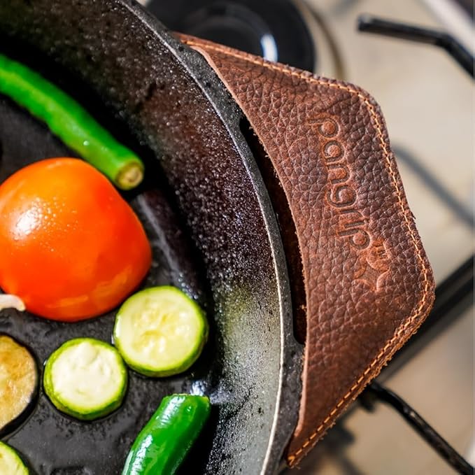 Cast Iron Handle Cover, Set of 2 - Extra Thick Leather Heat Resistant Handle Cover for Cast Iron Skillets, Hot Pan Handle Cover, Cast Iron Handle Sleeve