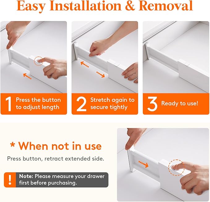 Lifewit 8 Pack 4" High Drawer Dividers 34-56cm/13.5-22" Adjustable Drawer Organizer for Clothes/Utensils, Expandable Drawer Separator in Dresser/Kitchen/Bedroom/Office Organization & Storage White