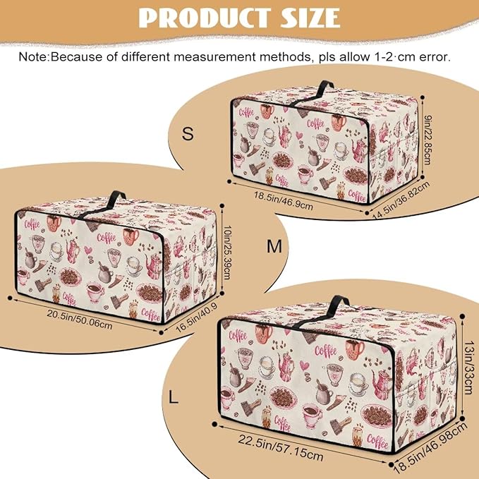 Toaster Oven Dust Cover Dustproof Stylish Convection Microwave Ovens Cover Stain-resistant Small Countertop Appliance Protector, M, Coffee Mocha Pot Beige Pink
