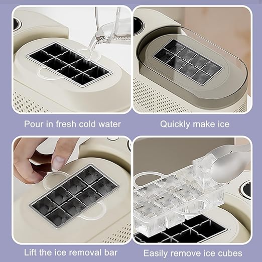 Mini Ice Maker Machine Counter Top for Home, Ice Ready in 10 Mins, Low Noise & Energy Saving, Easy to Clean, Portable Small Clear Ice Cube Maker for Kitchen (White Standard)