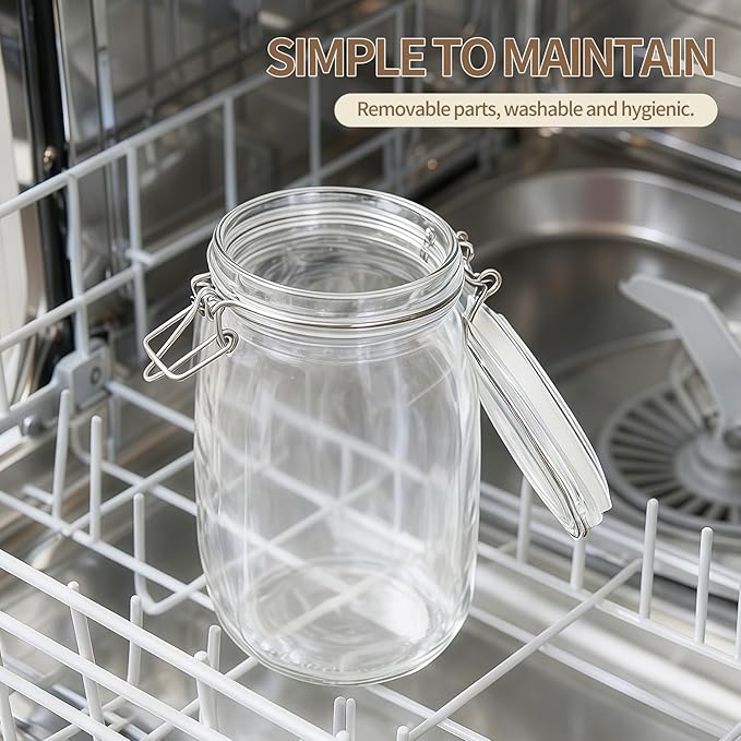 ODBCYWM 17oz Glass Food Storage Jars with Airtight Lids, Set of 6 – Clear Preserving Seal Wire Clip Fastening Canisters for Kitchen Canning, Flour, Cereal, Pasta, Sugar, Beans, Pickling Jars (17oz*6)