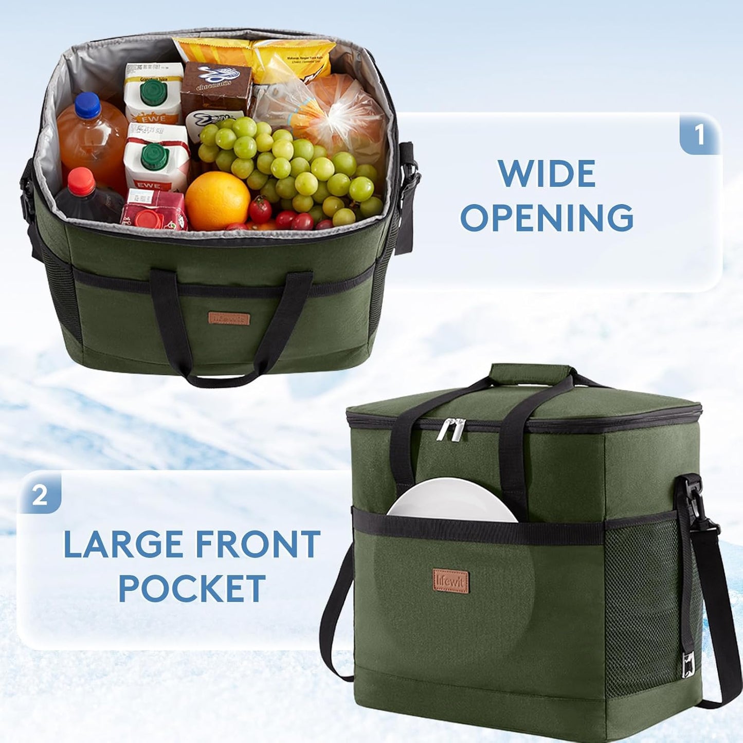 Lifewit Cooler Bag 30/50/60 Cans Collapsible and Insulated Large Lunch Bag Leakproof Soft Cooler Portable Tote for Camping/BBQ/Family Outdoor Activities