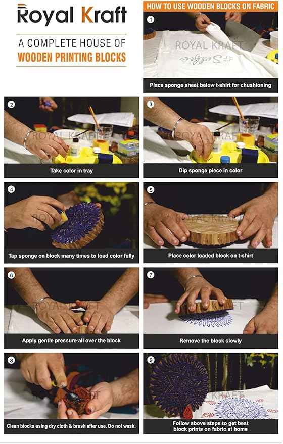 Royal Kraft Border Wooden Block Printing Stamps (Set of 25) - DIY Henna Fabric Textile Paper Clay Pottery Blocks Bulk01_25E