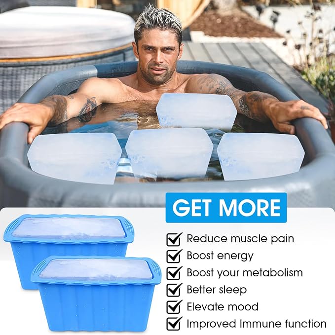 4PC Extra Large Ice Cube Molds Thicker Ice Bath Water Chiller Giant Ice Block Molds Silicone Ice Block Maker For Home Big Ice Cube Tray Reusable Athletes Cold Plunge Accessories Easy to Remove