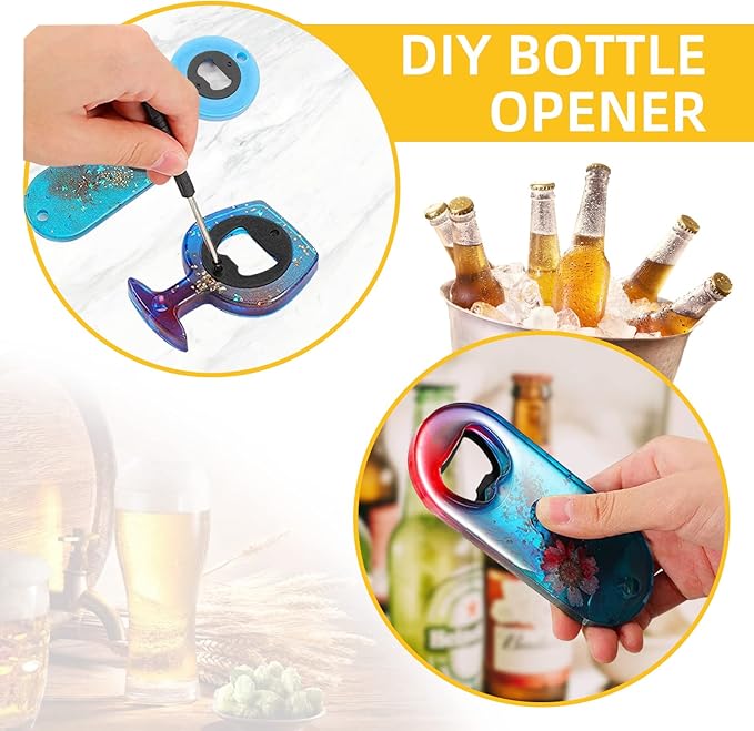 50 Set DIY Bottle Opener Kit - Stainless Steel Metal Opener Inserts for Wood (Black)