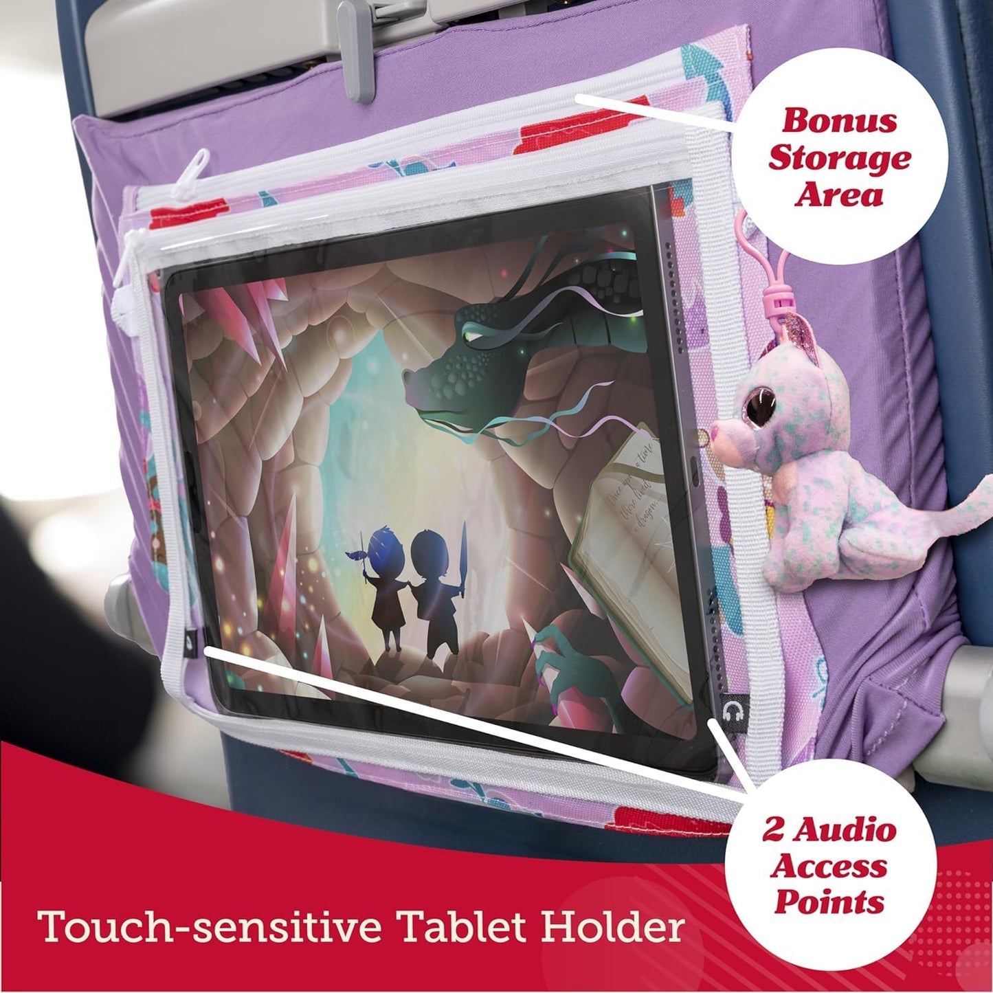 Lusso Gear Kids Airplane Tray Table Cover with Pockets - Mermaids Pattern - Airplane Travel Essentials for Kids & Toddlers - Organizer, Snack & Tablet Holder