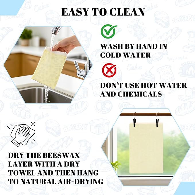 2 Pack Beeswax Bread Bags - 17x13 Inch Reusable Bread Storage Bags,Bees Wax Lined Bread Bags for Home Cooks fresh bread storage Easy Clean (Blue Floral)
