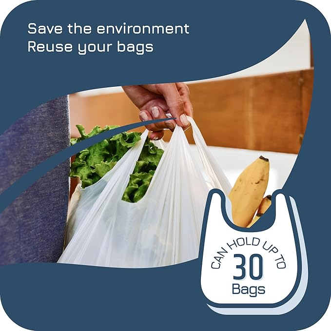 Plastic Bag Holder | UPGRADED Wall-Mount Grocery Bag Dispenser | Space-Saving Design | Easy Install | Smudge-Proof, Fingerprint-Resistant | Silver | Holds the Most Bags for Maximum Storage