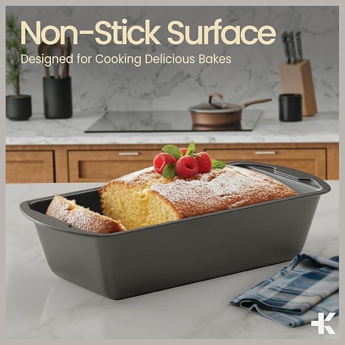 Loaf Pan Set 2-Piece - Deluxe Nonstick Carbon Steel Bakeware for Perfect Bread and Cakes – Dishwasher Safe, Premium Pans for Home Baking