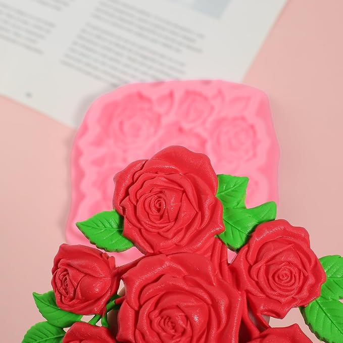 1 Pcs Rose Fondant Mold, Exquisite Flower Candy Silicone Mold, for Home Kitchen Baking Cookies Chocolate Salted Dough Almond Candy Flower Paste Chewing Gum DIY Resin Crafts Clay Shapes Soap
