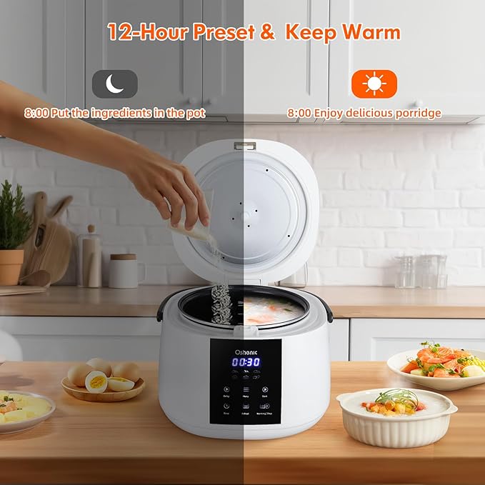 Rice Cooker Small,6-Cup (Uncooked) / 12-Cup (Cooked),6-in-1 Multi Cooker,Electric Smart Rice Cooker,Portable Non-Stick Rice Maker With Steamer Basket,12 Hours Timer Delay & Keep Warm Function