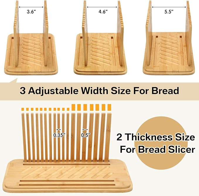 Bread Box with Bread Slicer Storage Container for Kitchen Countertop Food Storage with Multifunction Bamboo Lid, 3 in 1 Breadbox Removable Cut Board for Loaf Slicing(Green,Wood,Metal,Bamboo)