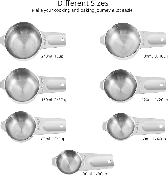 Measuring Cups and Spoons Set, 20-Piece 18/8 Stainless Steel Measuring Cups and Spoons Set, Measuring Stick Leveler, Measurement Conversion Chart Fridge Magnet, with 2/3 & 3/4 Measure Cup