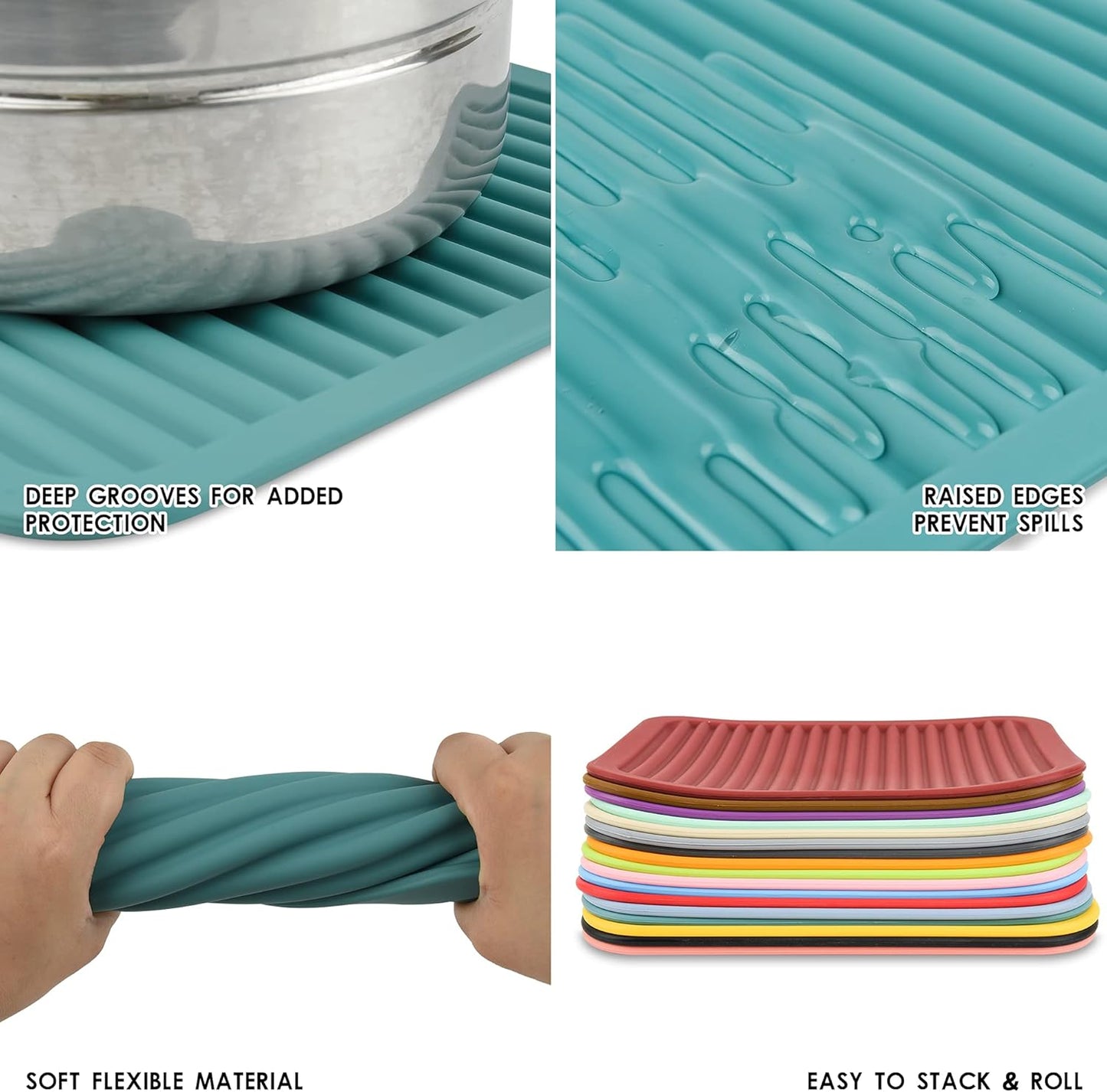 Smithcraft Silicone Trivets Mats for Hot Dishes and Hot Pots, Hot Pads for Countertops, Tables, Pot Holders, Spoon Rest Small Drying Mats Set of 2 Color Brown