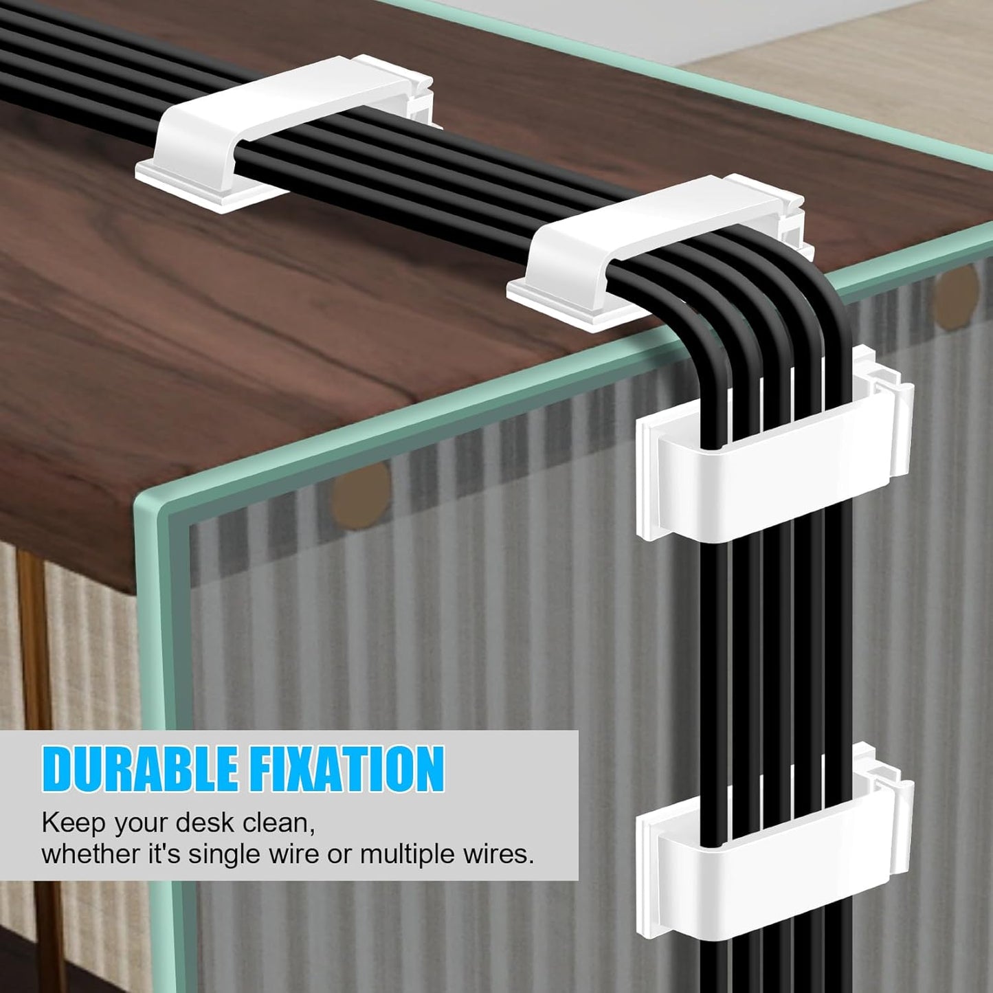 XHF 100 PCS Self Adhesive Cable Clips(L) White,Wire Clips Cable Management Wire Organizer Cord Holder for Under Desk, Car, Wall, TV PC Ethernet Cable