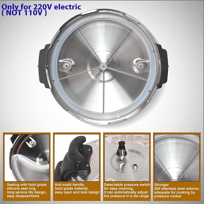 Kolice Commercial 220V (NOT 110V) Electric 21L Pressure Cooker, Multi Cooker Pressue Canner With Non-stick Inner Pot, 21L (22 QT), 3000W, For Hotel Restaurant Kitchen