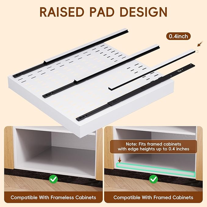OneDream 4 Pack Pull Out Cabinet Organizer, 21" Deep Slide Out Drawers for Kitchen Cabinets, No Drill Adhesive Pull Out Drawers for Cabinets, Roll Out Shelves Adjustable Width 12.05"-20.4"