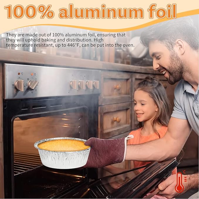 200 Pack 4" Round Tart Pie Foil Pans Disposable Pans Aluminum Foil Tart & Pie Tins Pans for Baking,Cooking,Storage or Reheating