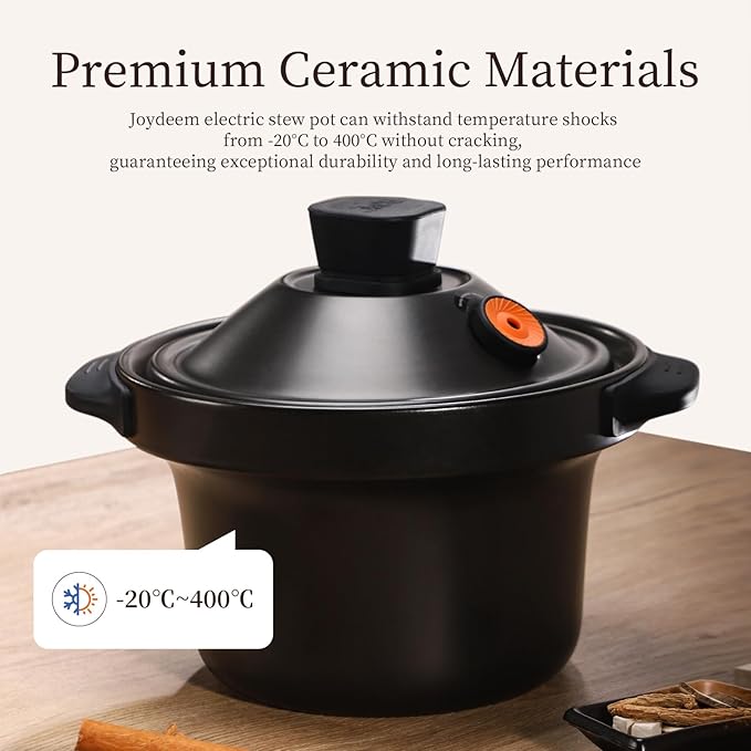 Joydeem 4 Quart Electric Stew Pot, 500W Multi-Functional Cooking Pot with Ceramic Inner, Soup, Porridge, Stew, Braise, with Auto Keep Warm & Timer DDG-A400